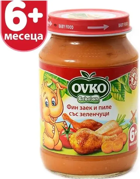 Bebelan Ovko Фин заек и пиле със зеленчуци 6М+ 190 гр