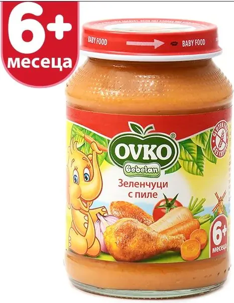 Bebelan Ovko Зеленчуци с пиле 6М+ 190 гр