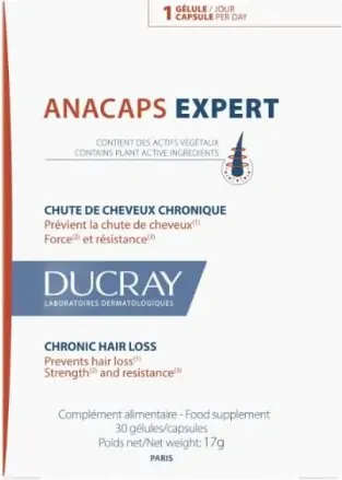 Ducray Anacaps Expert Хранителна добавка срещу хроничен косопад х 30 капсули