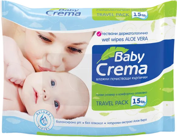Agiva Baby Crema Бебешки мокри кърпички с екстракт от алое вера х15 бр