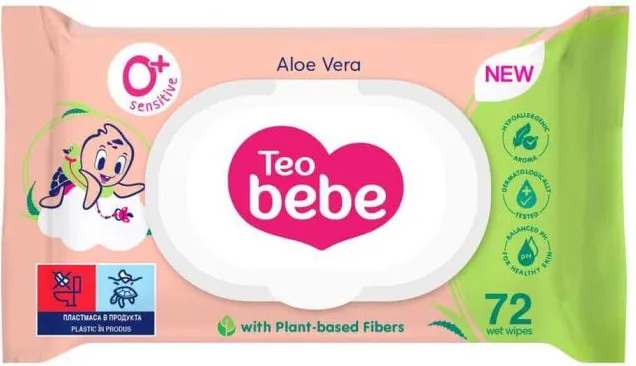 Тeo Bebe Aloe Бебешки мокри кърпи с екстракт от алое вера капак x 72 бр