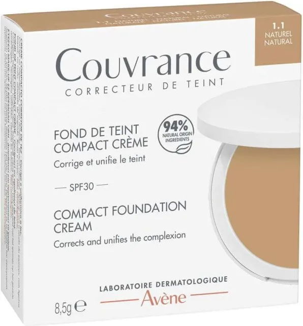 Avene Couvrance Компактен Фон дьо тен SPF30 № 1.1 Натурален - Natural 8.5 г