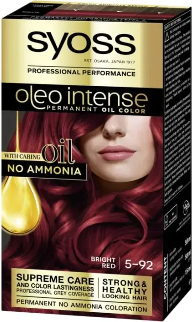 Syoss Oleo Intense Дълготрайна безамонячна крем боя за коса 5-92 Ярко червен