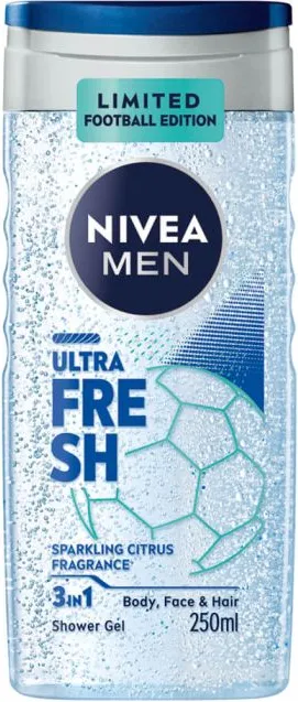 Nivea Men Ultra Fresh Душ гел за мъже 3в1 за лице, коса и тяло 250 мл