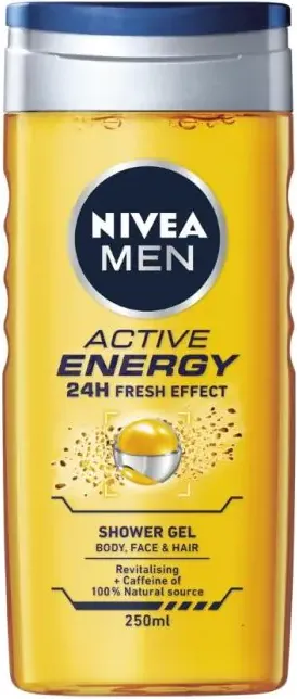 Nivea Men Active Energy Ревитализиращ душ-гел за мъже за тяло, лице и коса 250 мл