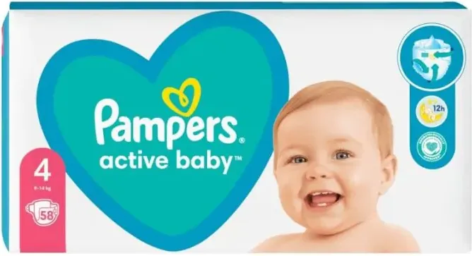 Пелени Pampers Active Baby Maxi Pack Размер 4 Maxi 58 бр