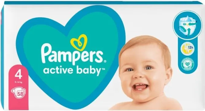 Пелени Pampers Active Baby Maxi Pack Размер 4 Maxi 58 бр