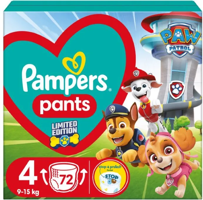 Пелени гащички Pampers GPP S4 Paw Patrol 9-15 кг  72 бр