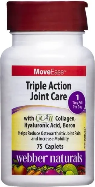 Webber Naturals MoveEase™ Triple Action Joint Care с колаген, бор и хиалуронова киселина х75 каплети