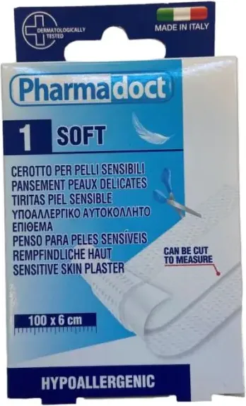 Pharmadoct Soft Пластир лента хипоалергенен бял 100 см х 6 см