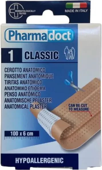 Pharmadoct Classic Водоустойчив пластир лента телесен цвят 100 см х 6 см