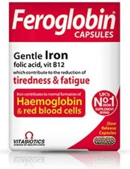 Feroglobin B12 с желязо за нормална кръвотворна функция x 30 капсули Vitabiotics