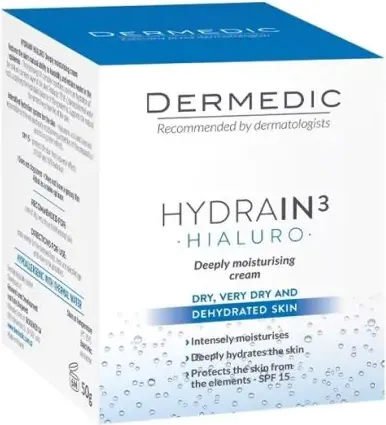 Dermedic Hydrain3 Hialuro Дневен дълбоко хидратиращ крем за лице със SPF15 50 гр