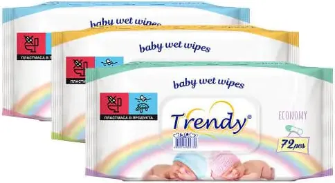Trendy baby Мокри кърпи с капак 72 бр
