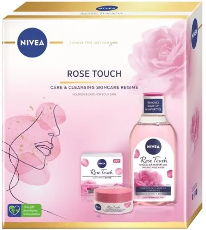 Nivea Rose Touch Хидратиращ дневен крем-гел за лице 50 мл + Мицеларна вода с розова вода 400 мл Комплект