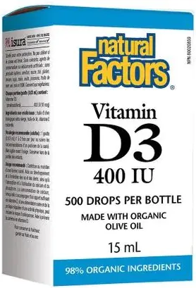 Natural Factors Vitamin D3 течен за бебета и деца 400 IU 15 мл / 500 дози