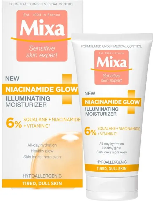 Mixa Niacinamide Glow Хидратиращ и озаряващ дневен крем за лице 50 мл