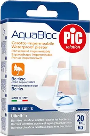 PIC Solution AquaBloc Mix Водоустойчиви пластири микс х20 бр Artsana Italia