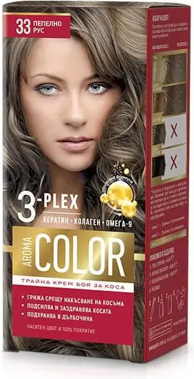 Color 3-Plex Трайна крем боя за коса Цвят № 33 Пепелно рус