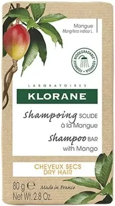 Klorane Подхранващ твърд шампоан с масло от манго за суха коса 80 гр