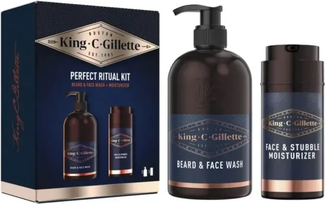 Gillette King C Гел за измиване на брада и лице за мъже 350 мл + Gillette King Балсам за брада за мъже 100 мл Комплект