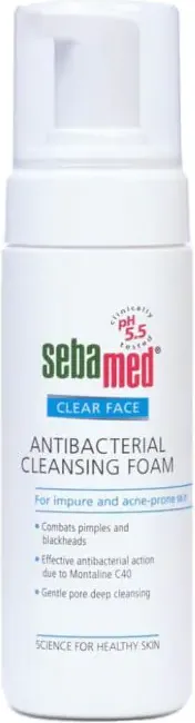 Sebamed Clear Face Антибактериална почистваща пяна за лице против акне 150 мл
