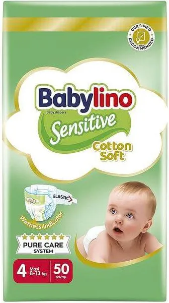 Babylino Sensitive Cotton Soft Пелени за бебета Размер  Mixi 8-13 кг 50 броя