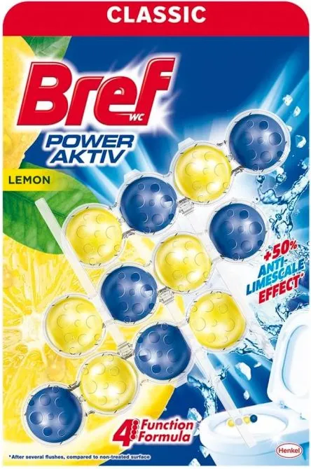 Bref WC Power Active Lemon Ароматизатор за тоалетна лимон 3 х 50 гр