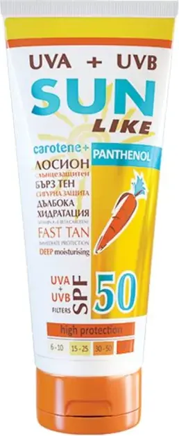 Sun Like Слънцезащитен лосион за тяло с пантенол SPF50 200 мл