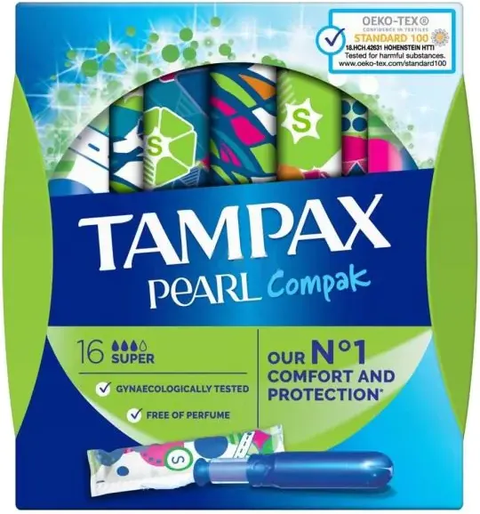Tampax Compak Pearl Super Дамски тампони с апликатор 16 бр Procter&Gamble