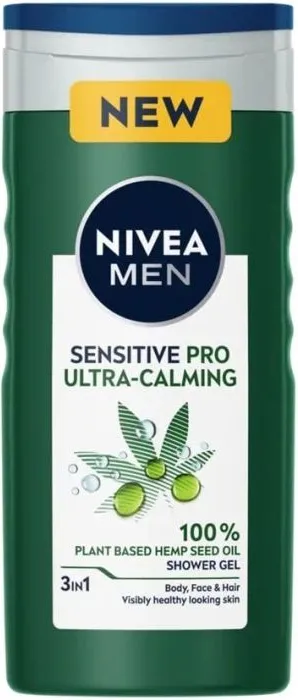 Nivea Men Sensitive Pro Ultra-Calming Душ гел за мъже за тяло, лице и коса 250 мл