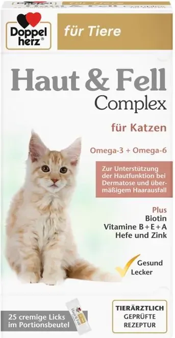 Допелхерц Комплекс за кожа и козина за котки - допълваща храна саше 25 бр