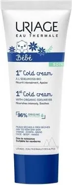 Uriage Bebe 1er Cold Cream Интензивно подхранващ бебешки крем за лице и тяло с органичен еделвайс 75 мл