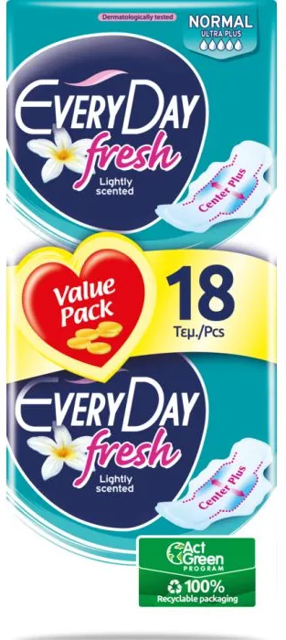 Everyday Fresh Normal Ultra Plus Дамски превръзки с крилца 18 бр