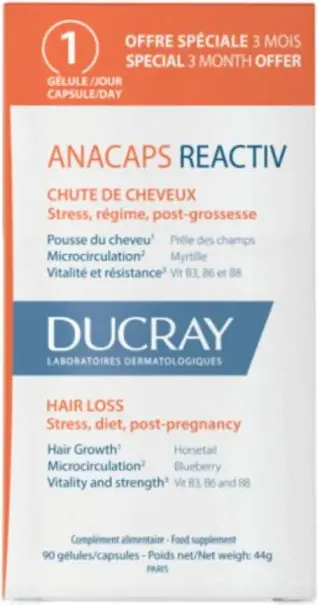 Ducray Anacaps Reactive Хранителна добавка срещу реактивен косопад х 90