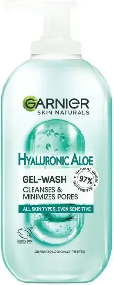 Garnier Skin Naturals Hyaluronic Aloe Gel Почистващ и хидратиращ гел за лице за всеки тип кожа 200 мл