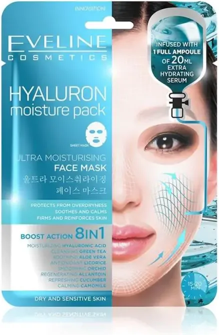 Eveline Корейска Sheet маска за лице с хиалурон серум 20 мл