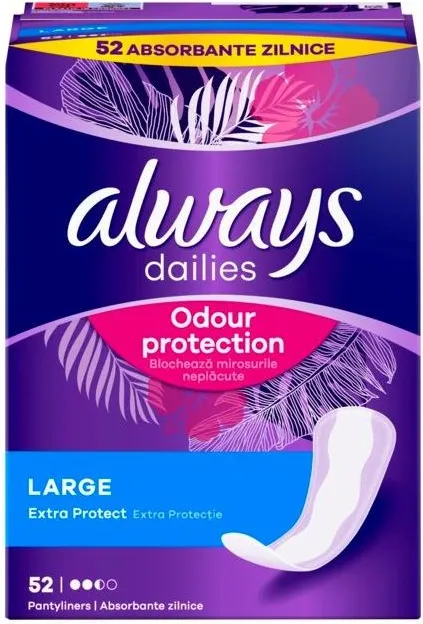 Always Dailies Odour Protection Large Extra Protect Ежедневни превръзки х52 бр