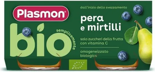 Plasmon Bio Плодово пюре круша с боровинка за деца 6М+ 80 г х 2 бр