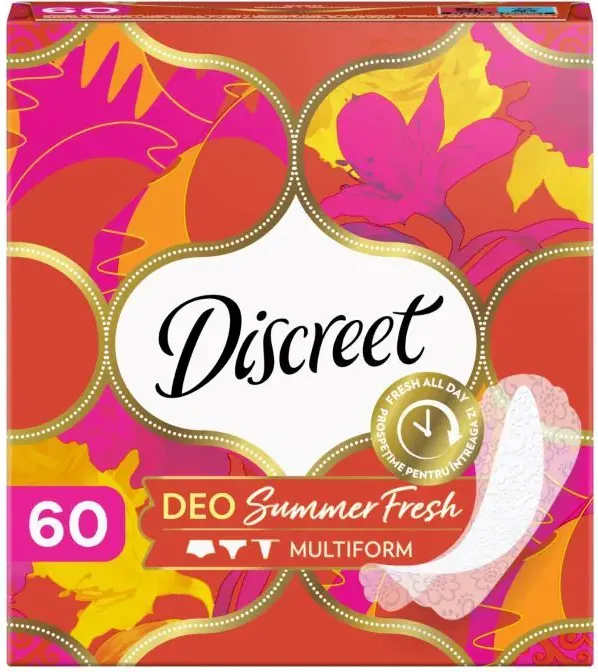 Discreet Deo Summer Fresh Ежедневни дамски превръзки лятна свежест 60 бр