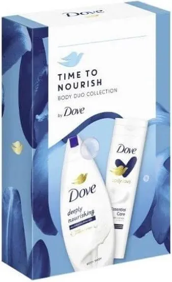 Dove Deeply Nourishing Подхранващ душ-гел за тяло 250 мл + Dove Essential Nourishment Подхранващо мляко за тяло 250 мл