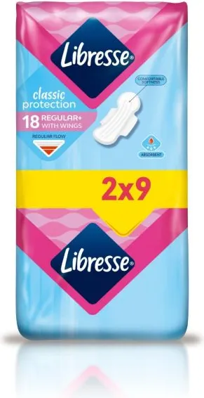 Libresse Classic Protection Regular+ Дамски превръзки с крилца 18 бр