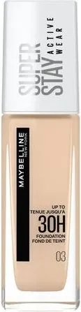 Maybelline SuperStay 30h Дълготраен фон дьо тен за лице с високо покритие, 03 True Ivory