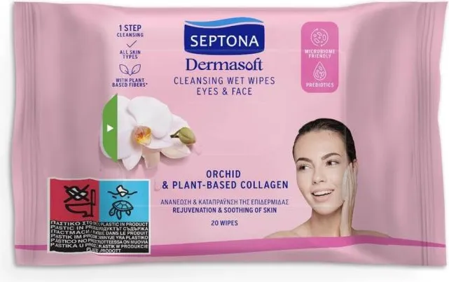 Septona Daily Clean Orchid Мокри кърпи за лице с орхидея 20 броя