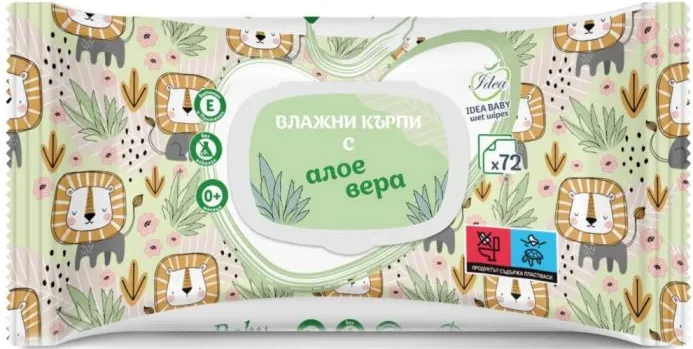 Idea Baby Мокри кърпички Алое вера с капак 0+ 72 бр