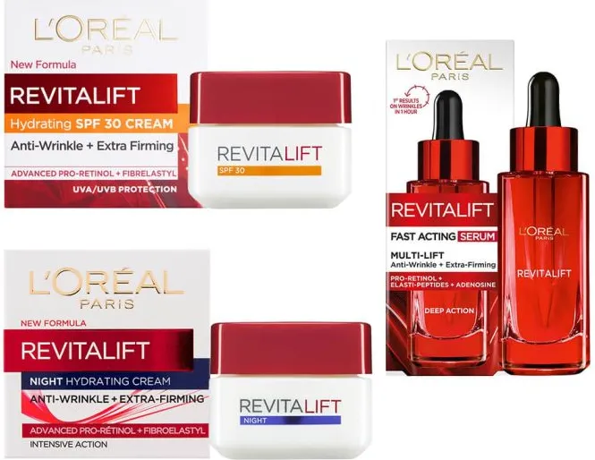 L’Oreal Revitalift Нощен крем против бръчки 50 мл +Дневен крем против бръчки SPF30 50 мл + Серум със стягащ комплекс 30 мл Комплект