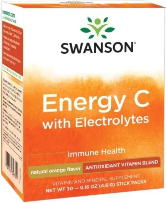 Swanson Energy C with Electrolytes Енерджи C с електролити с вкус на портокал 30 сашета