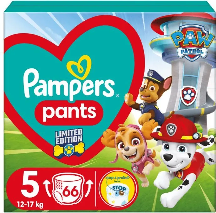 Пелени гащички Pampers GPP S5 Paw Patrol 12-17 кг  66 бр