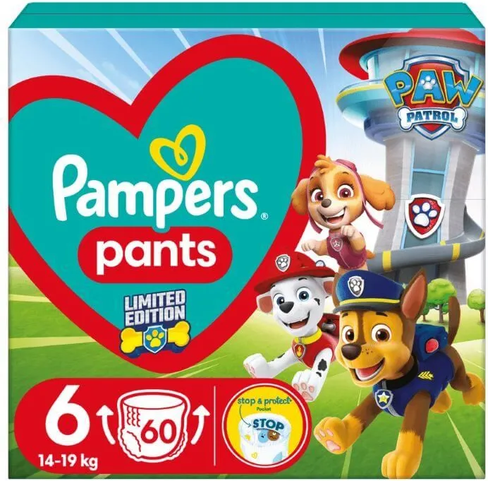 Пелени гащички Pampers GPP S6 Paw Patrol 14-19 кг  60 бр