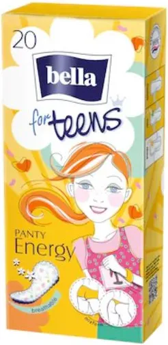 Bella for Teens Panty Energy Ежедневни дамски превръзки за тийнейджърки 20 броя